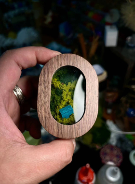 纯手工美龄宫微景观胡桃木戒指盒