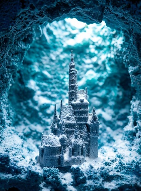 原创手工冰雪城堡微缩场景摆件
