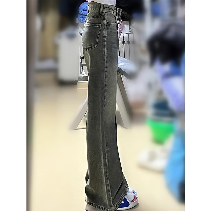 美式复古直筒牛仔裤女夏季新款胖妹妹mm高腰遮胯宽松显瘦阔腿长裤 - 图1