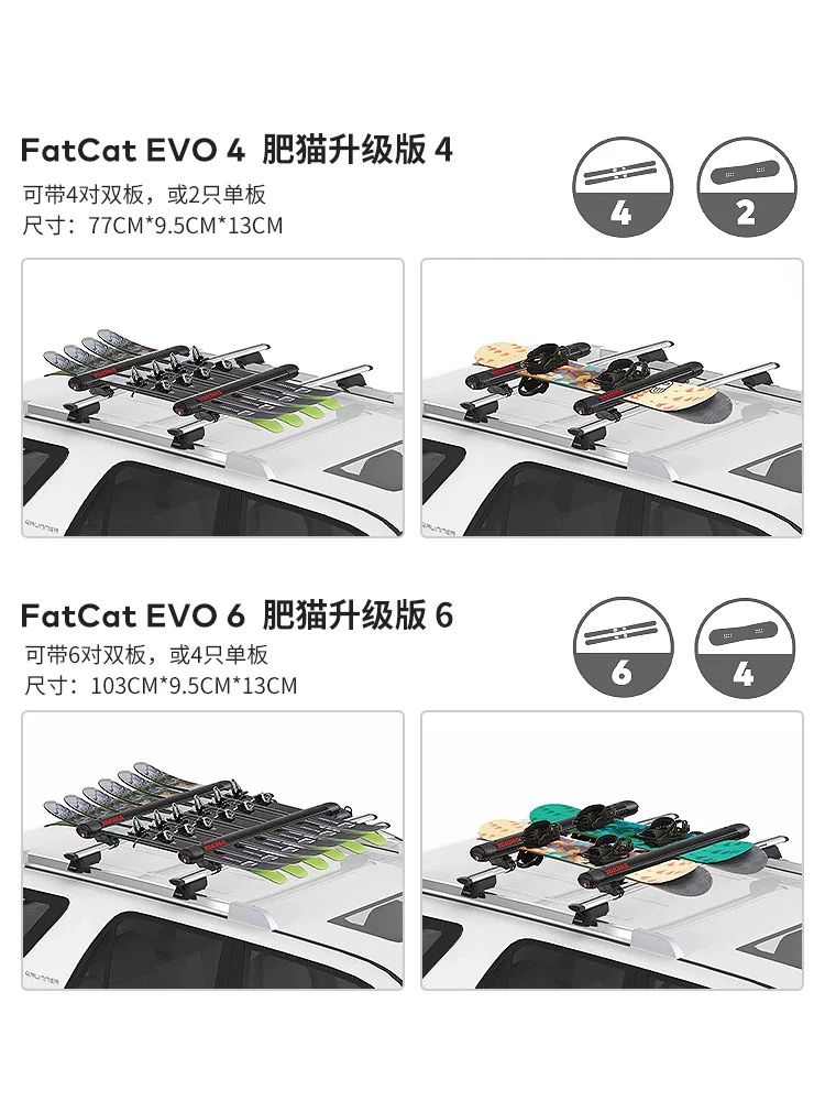 YAKIMA车顶滑雪板架FatCat肥猫雪板夹汽车行李架车载滑雪橇架滑鞋-图1