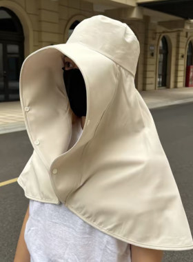 护颈一体防晒帽披肩帽子女夏季户外大帽檐骑行遮脸防紫外线太阳帽