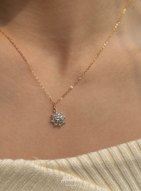 你好克拉/金色雪花花朵美国14k包金项链简约森系优雅日式精细珠宝