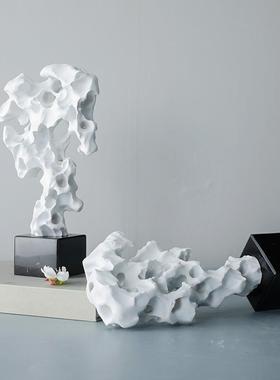 新中式太湖石假山雕塑摆件别墅电视柜玄关书柜抽象假山禅意装饰品