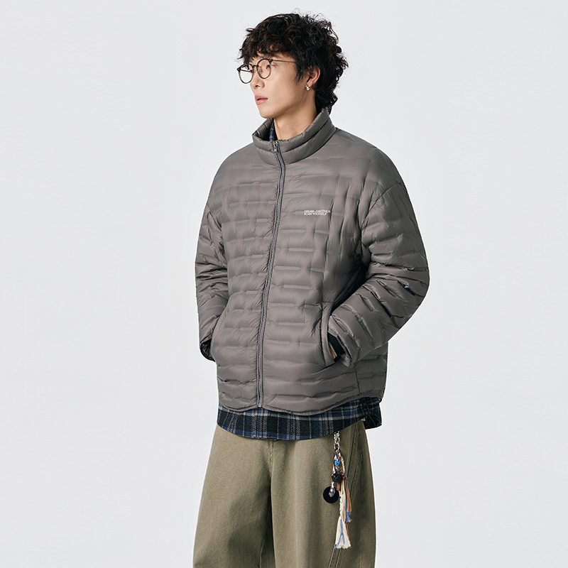 NBKY美式复古假两件羽绒服男2025冬季新款潮流休闲时尚百搭外套 - 图2