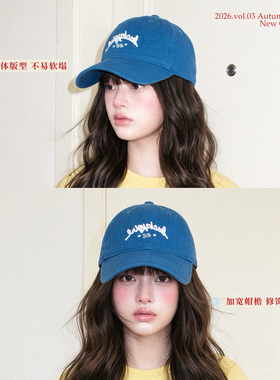 大头星球韩系蓝色刺绣百搭棒球帽