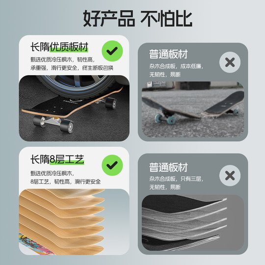 长隋专业儿童滑板双翘动作初学者男女孩学生3-6-12-15岁成人刷街