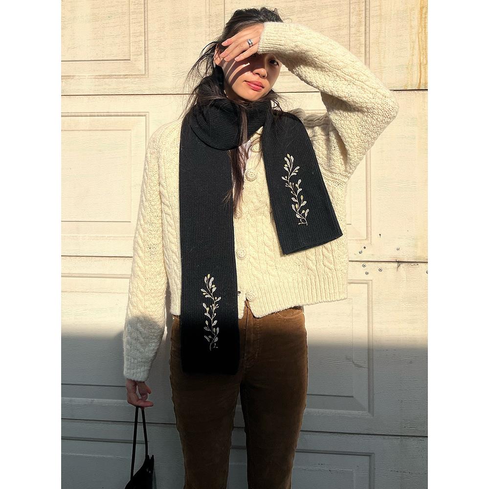 【现货】GROVE EDGE毛衣复古麻花羊毛针织开衫简约单排扣上衣外套 - 图0