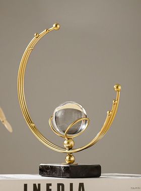 爱心结婚摆件ins北欧轻奢爱心金属工艺品摆件创意水晶球家居婚房