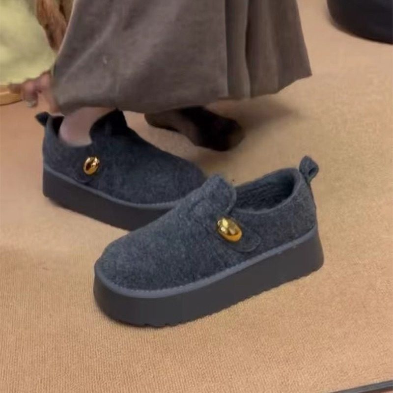 羊皮版~小个子厚底勃肯鞋一脚蹬深口加绒保暖休闲外穿百搭雪地靴,淘宝优惠券,粉丝福利购,淘宝优惠卷