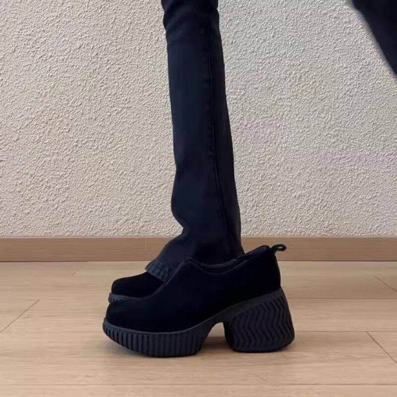 敲好穿秋冬新款气质复古厚底粗跟8cm真皮百搭时尚深口一脚蹬单鞋,淘宝优惠券,粉丝福利购,淘宝优惠卷