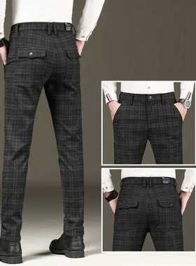 New Autumn Men's Plaid Pants Men Winter Casual Thick Suit Pa