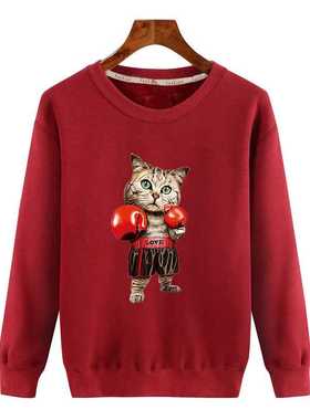 Men's New Plus Velvet Padded O-neck Sweatshirt Men Cartoon P