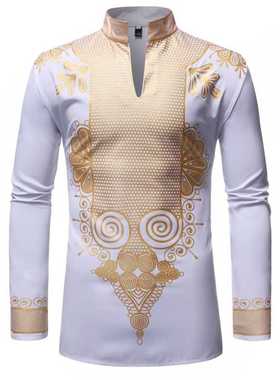 Black African Dashiki Print Shirt Men 2021 Fashion Hip Hop S