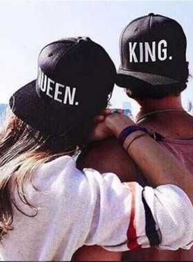Fashion Summer Hip Hop Men's Caps Couple KING QUEEN letter E
