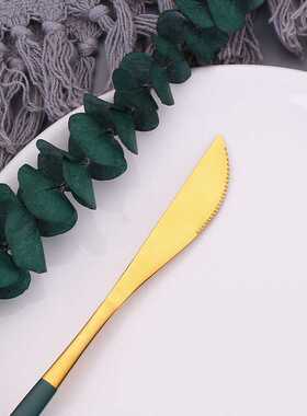 Flatware 18/10 Stainless Steel Cutlery Set Green Gold Dinner