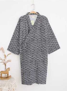 2022 New Men's 100% Cotton Gauze Cotton Robe Loose Thin Yuka
