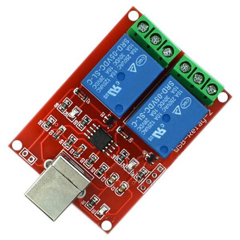 red drive-free usb control switch 2-channel 5V relay module - 图2