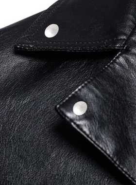 Men's leather jacket/motorcycle lapel oblique zipper Male au