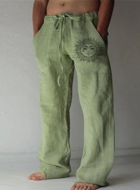 Men's Casual Pants sweatpants Sun Flower Print Full Length P