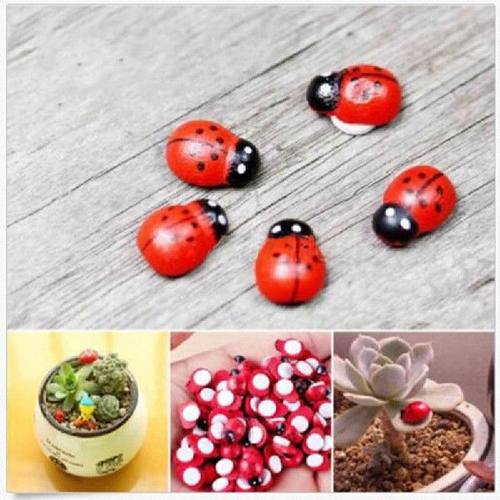 100pcs/set Cute Resin Crafts Decorations Miniature Ladybug - 图1