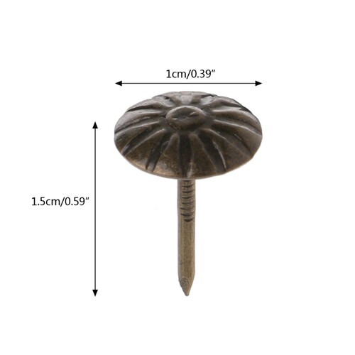 100pcs Antique Brass Upholstery Nails Tack Stud Pushpin Door - 图0