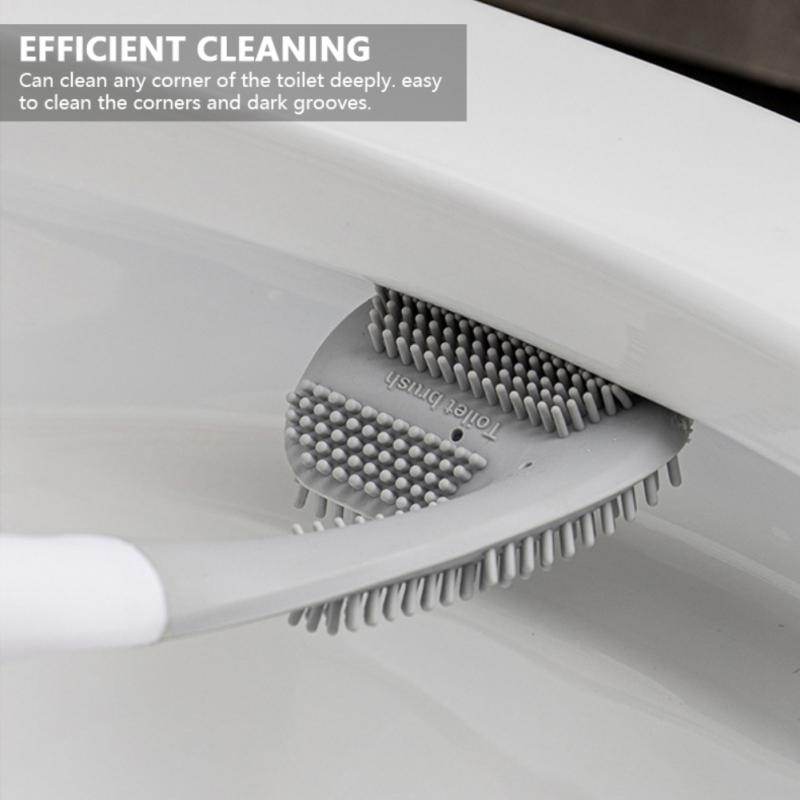 Long Handle Toilet Cleaning Brush Durable Silicone Brush Gol - 图2