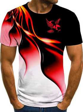 Fashion summer t-shirt men's 2021 3D Eagle print men