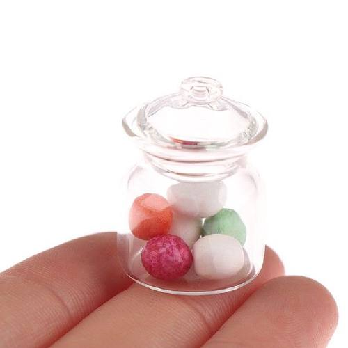1PCS Classic 1/12 Scale Miniature Dollhouse Glass Candy Jar - 图0