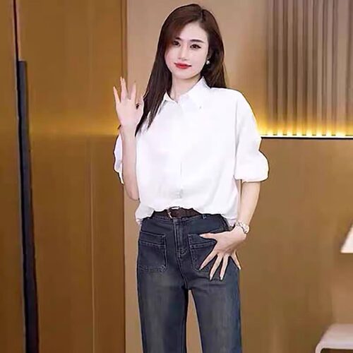 长袖衬衫女春秋2026年新款宽松遮肉显瘦纯色上衣洋气百搭时尚衬衣 - 图3