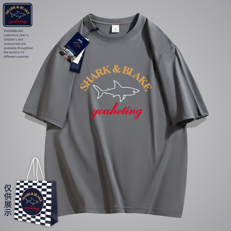 SHARKBLAKE聯名款2023年夏季新款印花情侶同款短袖T恤ins_SHARKBLAKE旗艦店_男裝