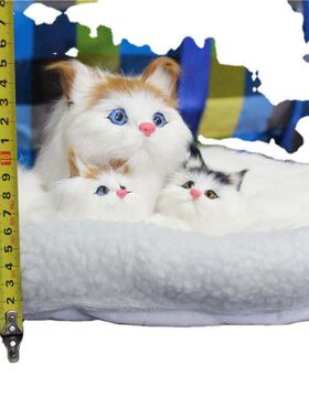 毛仿真猫咪三口猫真摆件装饰品家具儿童工艺品动物猫咪