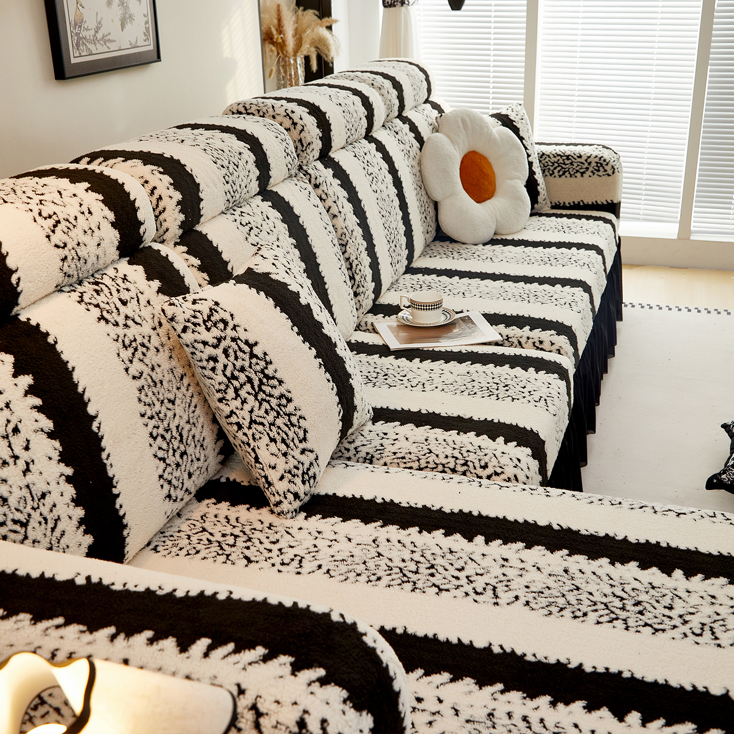 毛绒沙发套罩秋冬加厚保暖全包万能套沙发垫三座一贵妃皮沙发盖布 - 图2