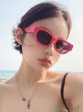 欧美街头时尚凹造型太阳眼镜女网红显脸小方形眼镜度假遮阳墨镜男