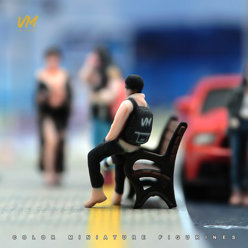 VM 1/64 靠护栏男摄影 微缩场景模型搭配3D彩色打印人偶模型 - 图3