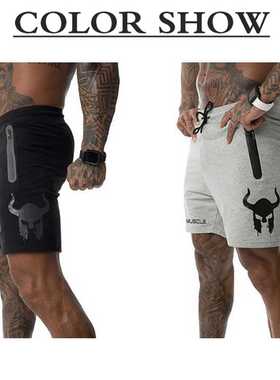 2022 Men Cotton Sporting Running Shorts Print Bodybuilding S