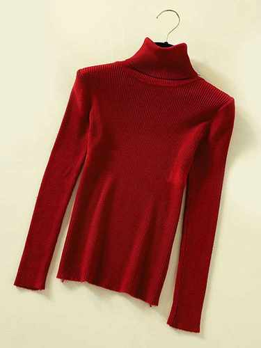 JMPRS Turtleneck Women Pullover Sweater Spring Jumper Knitte - 图3