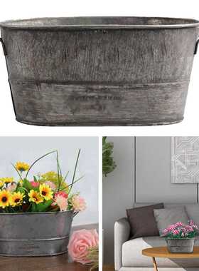 Zinc Metal Flowerpot Garden Planter Trough Flower Plant Pot