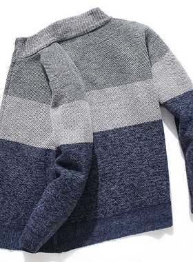 2022 New Cardigan Men Sweater Striped Grey Men's Sweater Ove