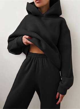 Women's Tracksuit Casual Solid Long Sleeve Hooded Sport Suit