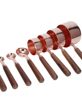 Rose Gold Kitchen Supplie 8Pcs Stainless Steel Measuring Spo