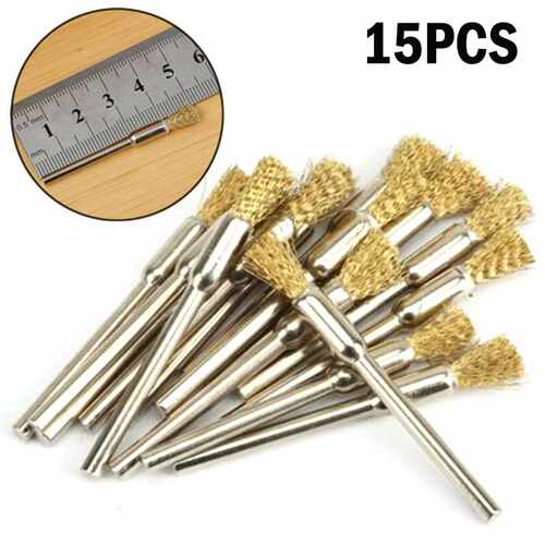 15Pcs Mini Brass Steel Wire Brush Drill Granding Tools Metal - 图3