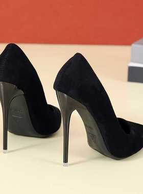 Big Size 5-45 women's shoes 2022 concise flock high heels w