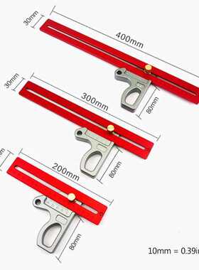 200/300/400mm Woodworking 45/90 Degree Scriber Ruler Height