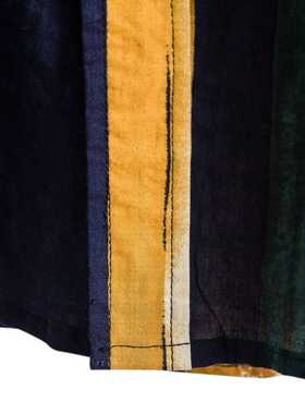 Men's Hawaiian Striped Shirt Print Loose Short Sleev