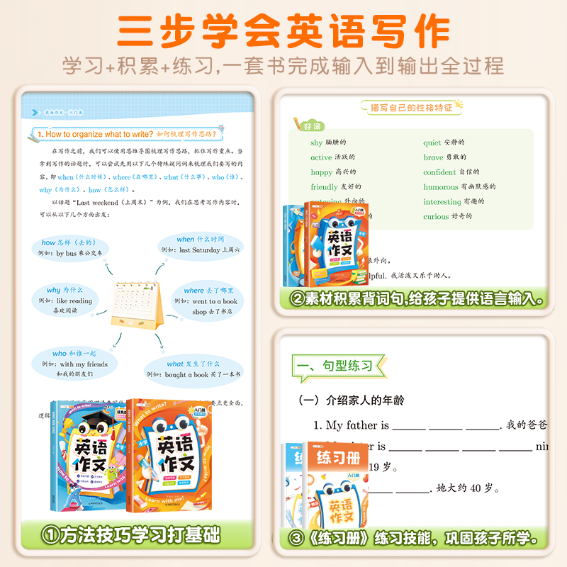 【斗半匠】小学英语作文示范大全四五六年级范文入门方法技巧素材积累同步课本好词好句视频讲解三年级英语押题写作能力思维导图 - 图1