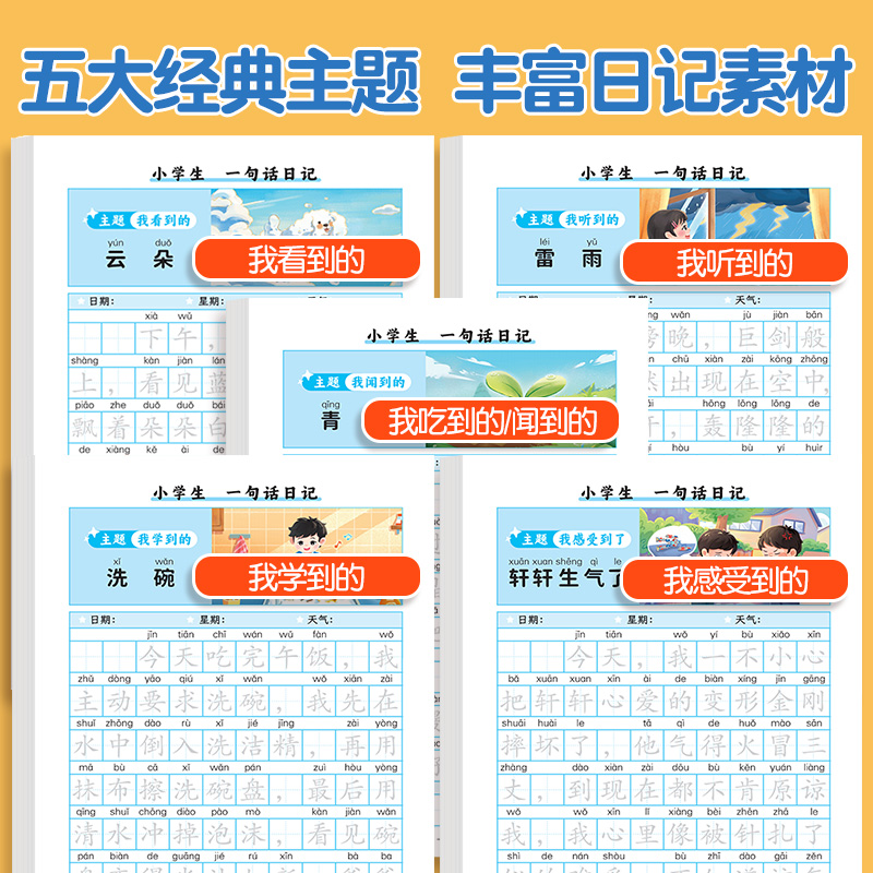【斗半匠】一句话日记练字帖人教版思维训练看图写话一二年级语文练字帖上册下册幼小衔接周记日记小学生专用优美句子描红练字本-图0