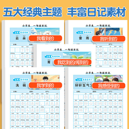 【斗半匠】一句话日记练字帖人教版思维训练看图写话一二年级语文练字帖上册下册幼小衔接周记日记小学生专用优美句子描红练字本-图0