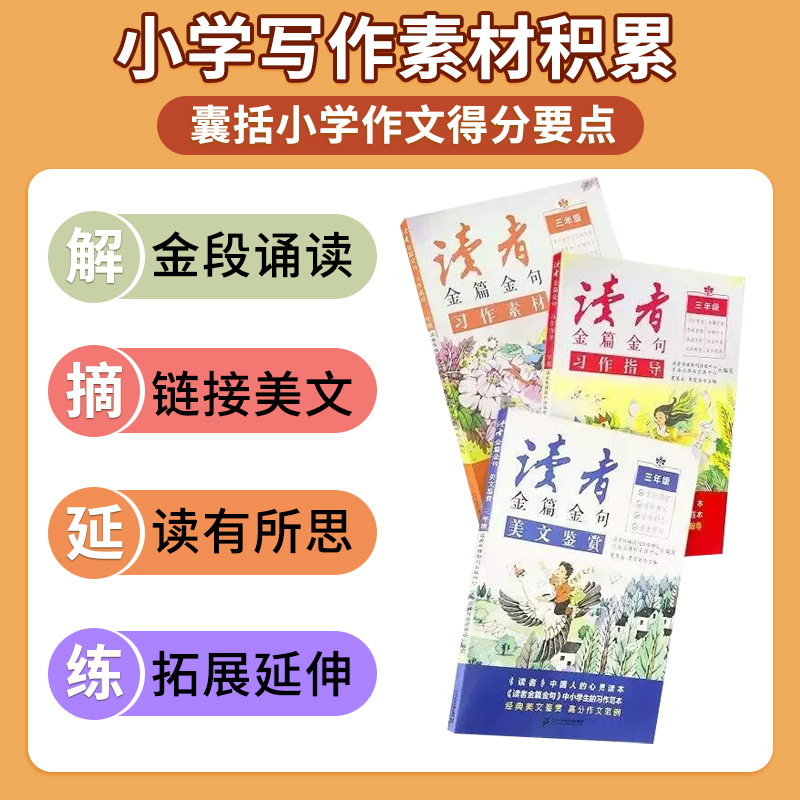 读者金篇金句习作素材美文鉴赏小学生版三年级四年级五六年级阅读课外书必读正版文摘精华学生版小学作文写作技巧指导书籍新版习作