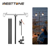 WSTTUNE Camping Lamp Stand with Double Hooks Aluminum Alloy