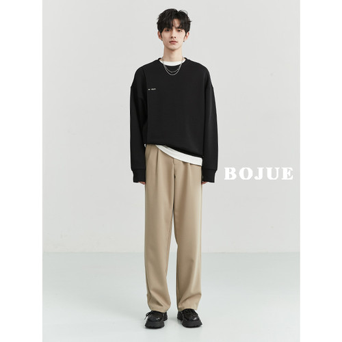 高级感宽松版直筒休闲裤男23春秋季新款韩版垂坠感阔腿西装长裤子 - 图3